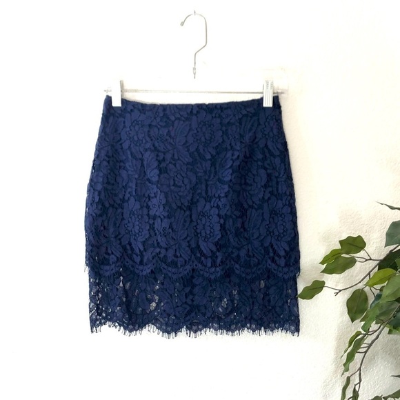 Lulus Layered Blue Lace Skirt - Picture 1 of 5